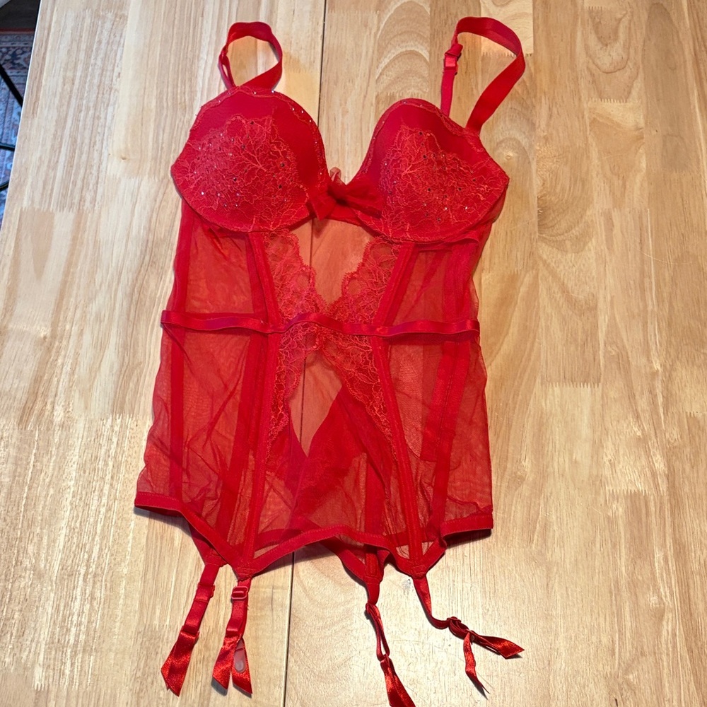 Seductive Scarlet Lace Chemise